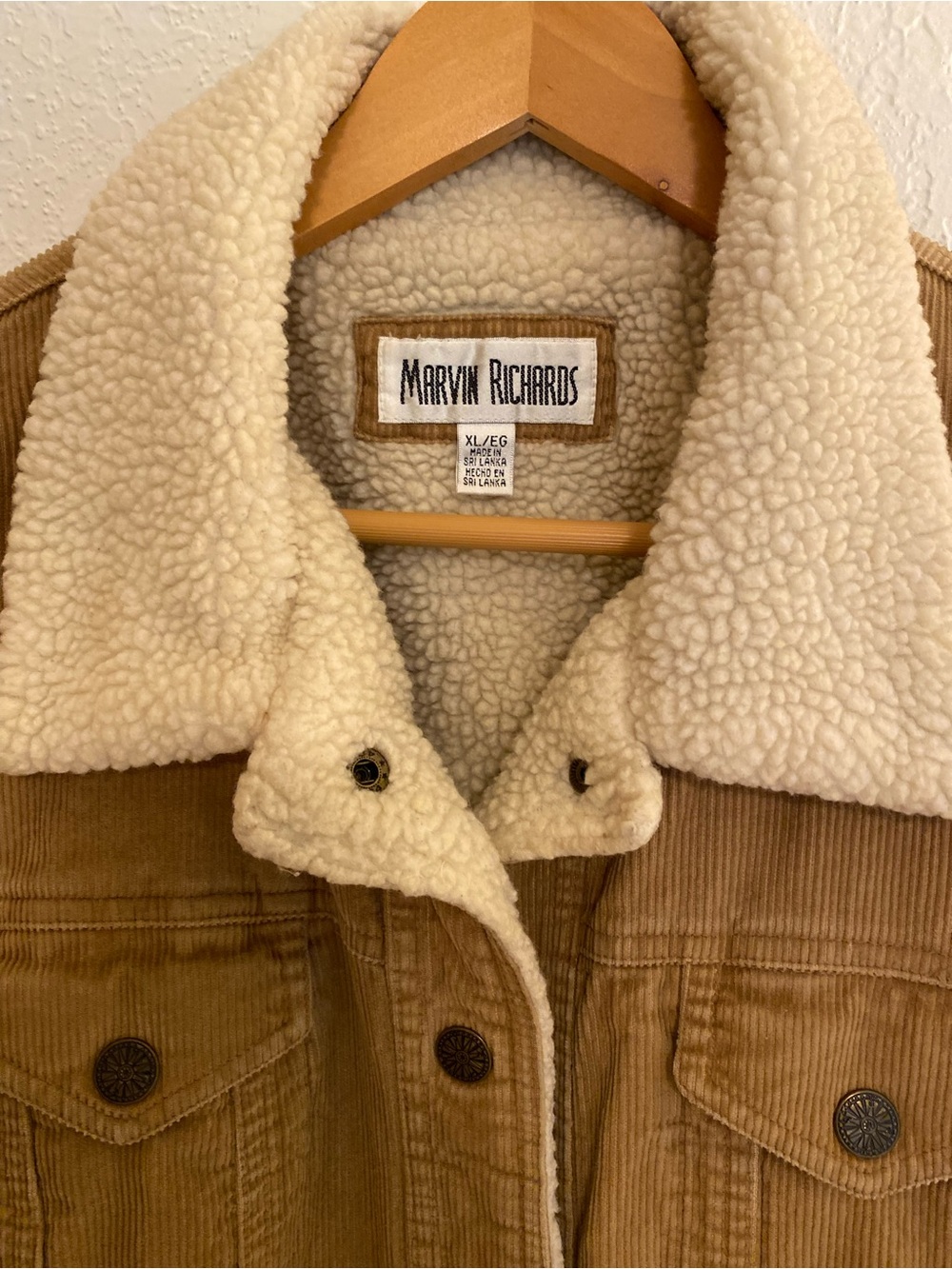 Marvin Richards Vintage Tan Corduroy Teddy-Lined Jacket